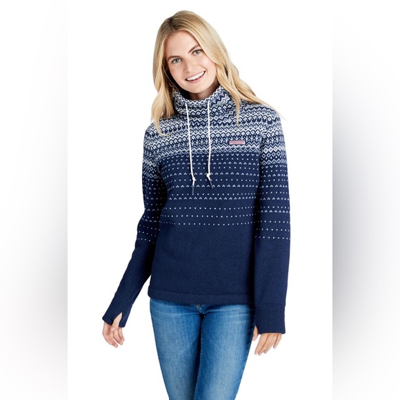 Vineyard Vines Fair Isle Funnel Neck Sweater Fleece - Size Small - Picture 8 of 9